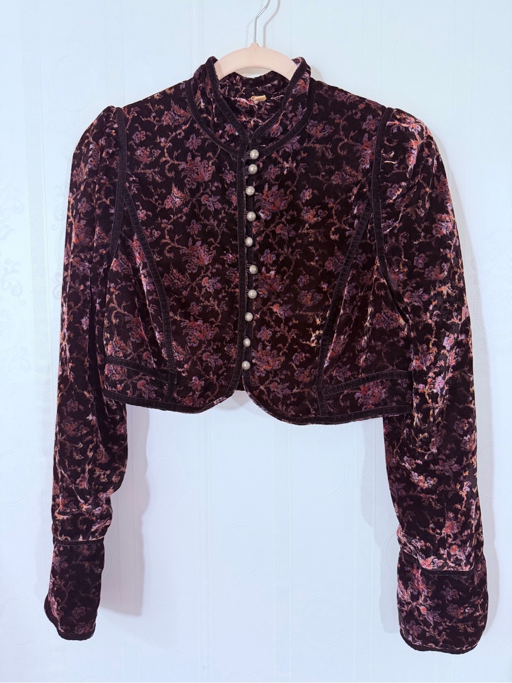 Free People Velvet Floral Crop Jacket | Size S